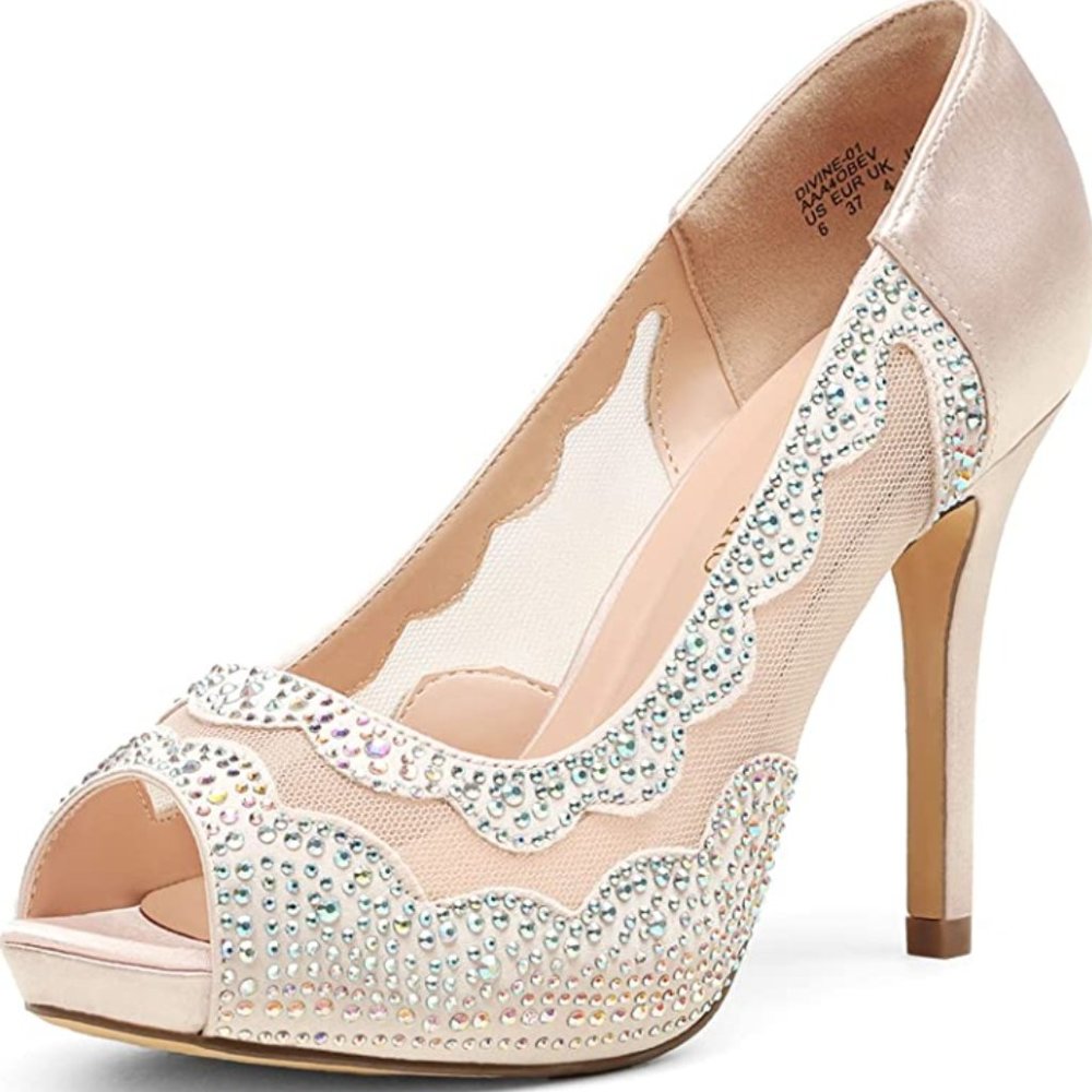 DREAM PAIRS Women's Divine-01 High Heels Dress Pump Shoes Size 8.5 Champagne - Picture 2 of 14